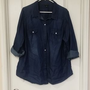 Torrid dark denim button up shirt